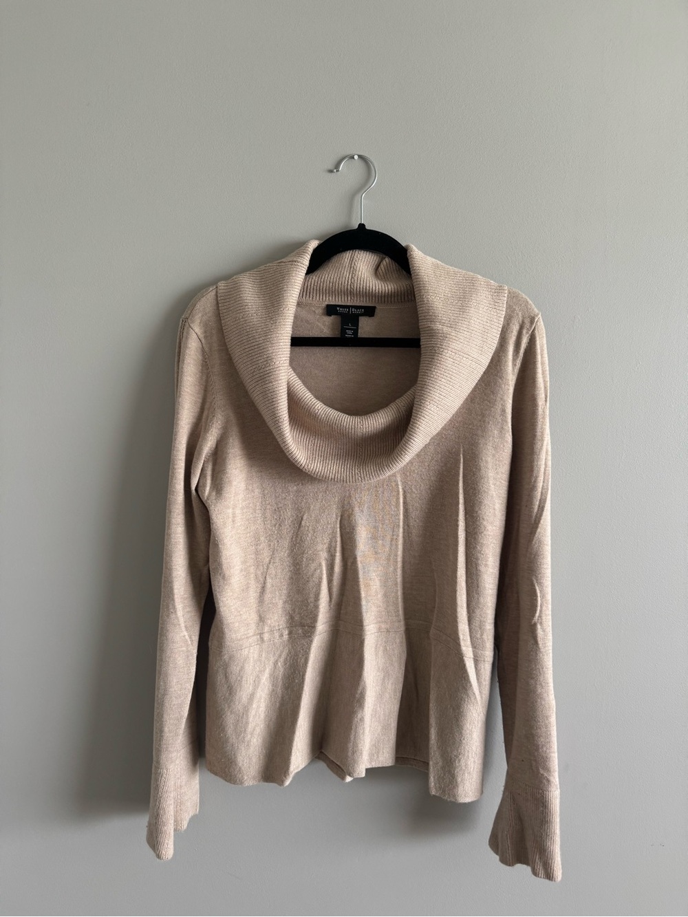 White House Black Market Gray Beige Cowl Neck Sweater